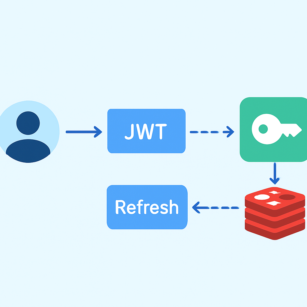 Diagrama de flujo de autenticación moderna con tokens JWT y caché Redis