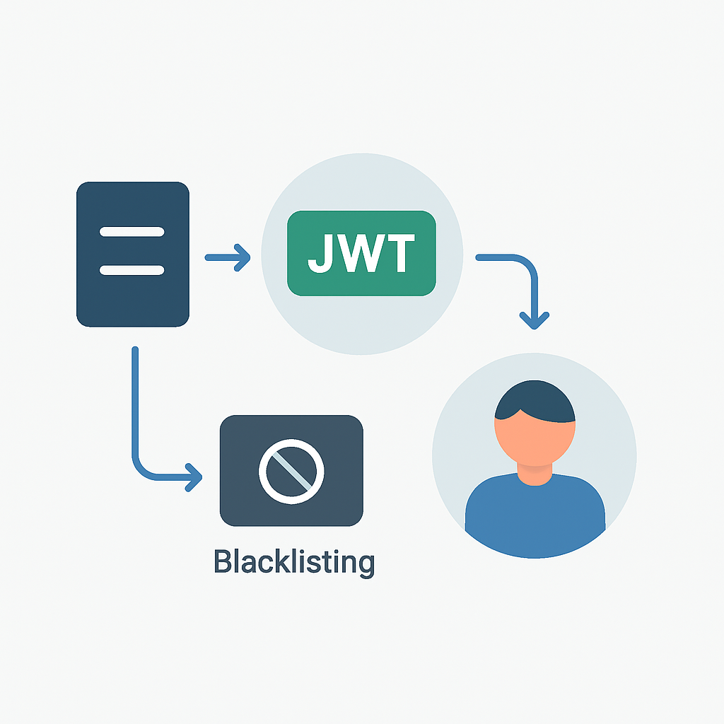 Diagrama de flujo de validación JWT mostrando blacklisting y autorización de usuarios
