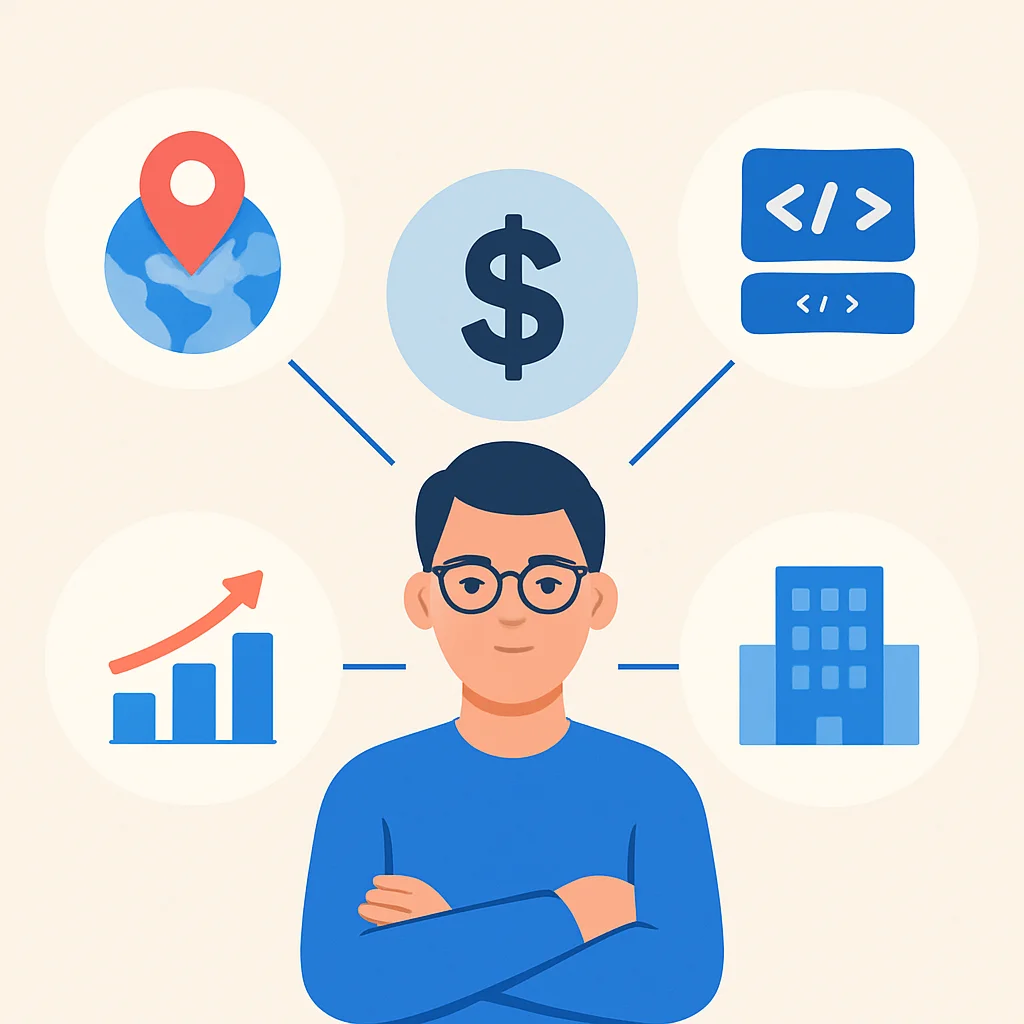 Diagrama de factores que influyen en el salario de desarrolladores