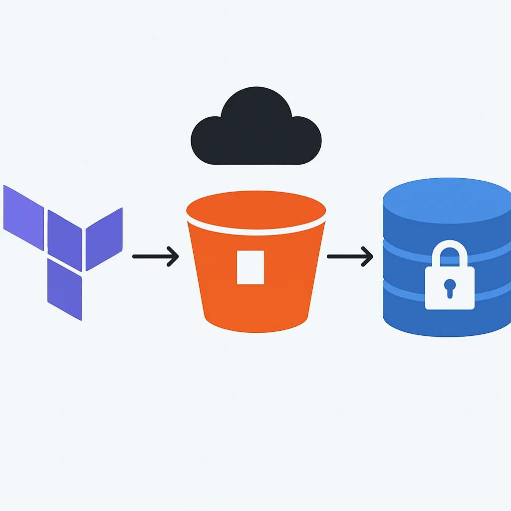 Diagrama mostrando el archivo de estado de Terraform almacenado en un bucket S3 con DynamoDB para el bloqueo
