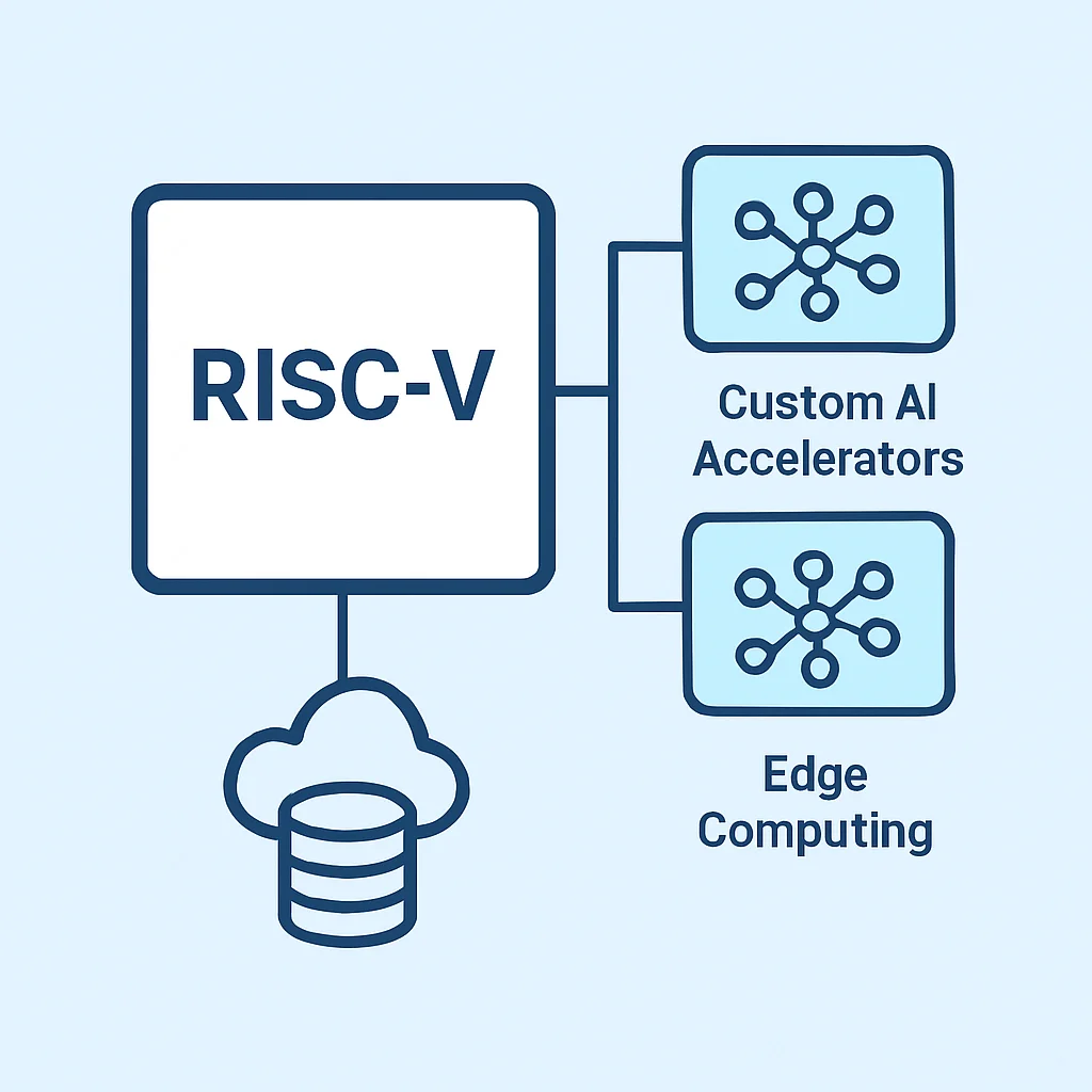 Diagrama conceptual de núcleo RISC-V con aceleradores de IA personalizados para computación en el borde
