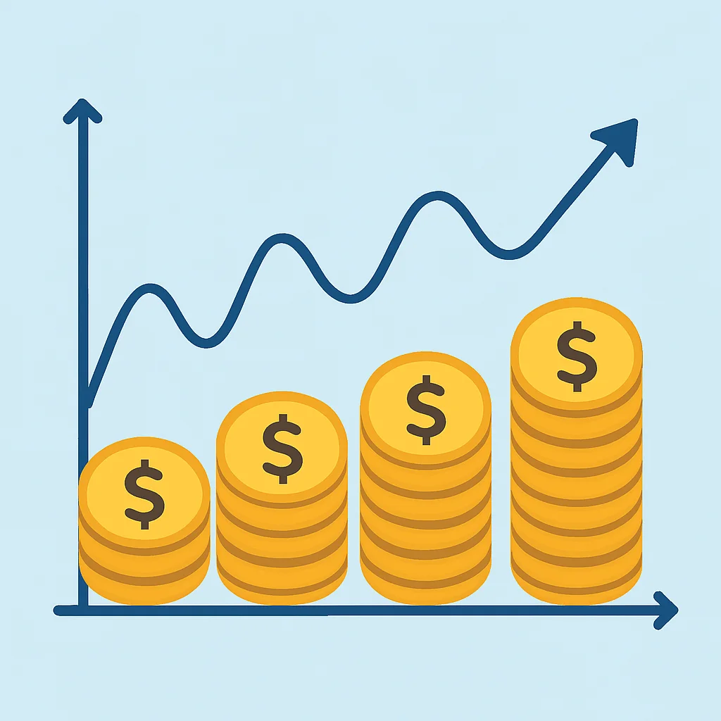 Diagrama que muestra los beneficios del Dollar-Cost Averaging a lo largo del tiempo, ilustrando la inversión consistente