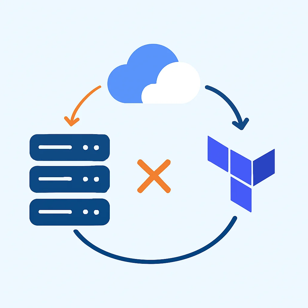 Diagrama ilustrando el drift de configuración y cómo Terraform lo detecta y resuelve