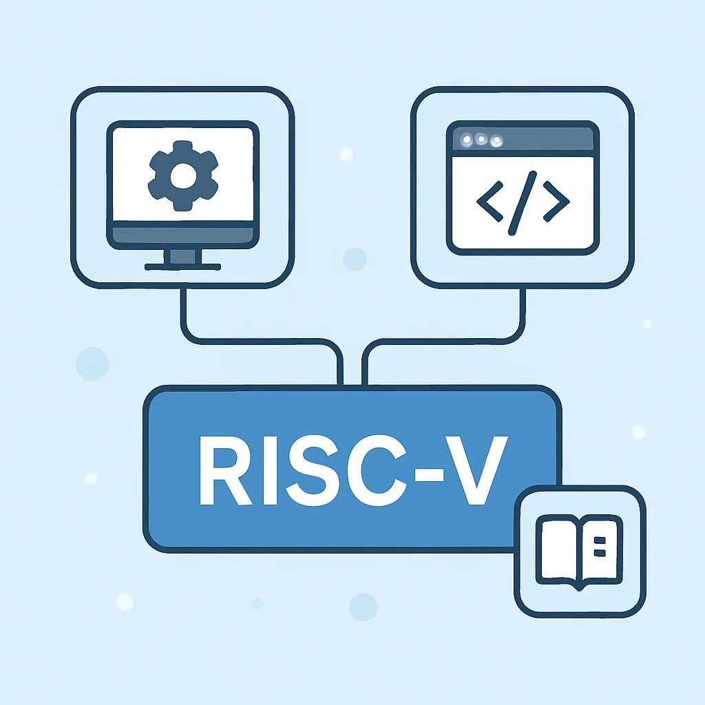 Diagrama ilustrando los componentes del ecosistema de software RISC-V (SO, herramientas, bibliotecas)