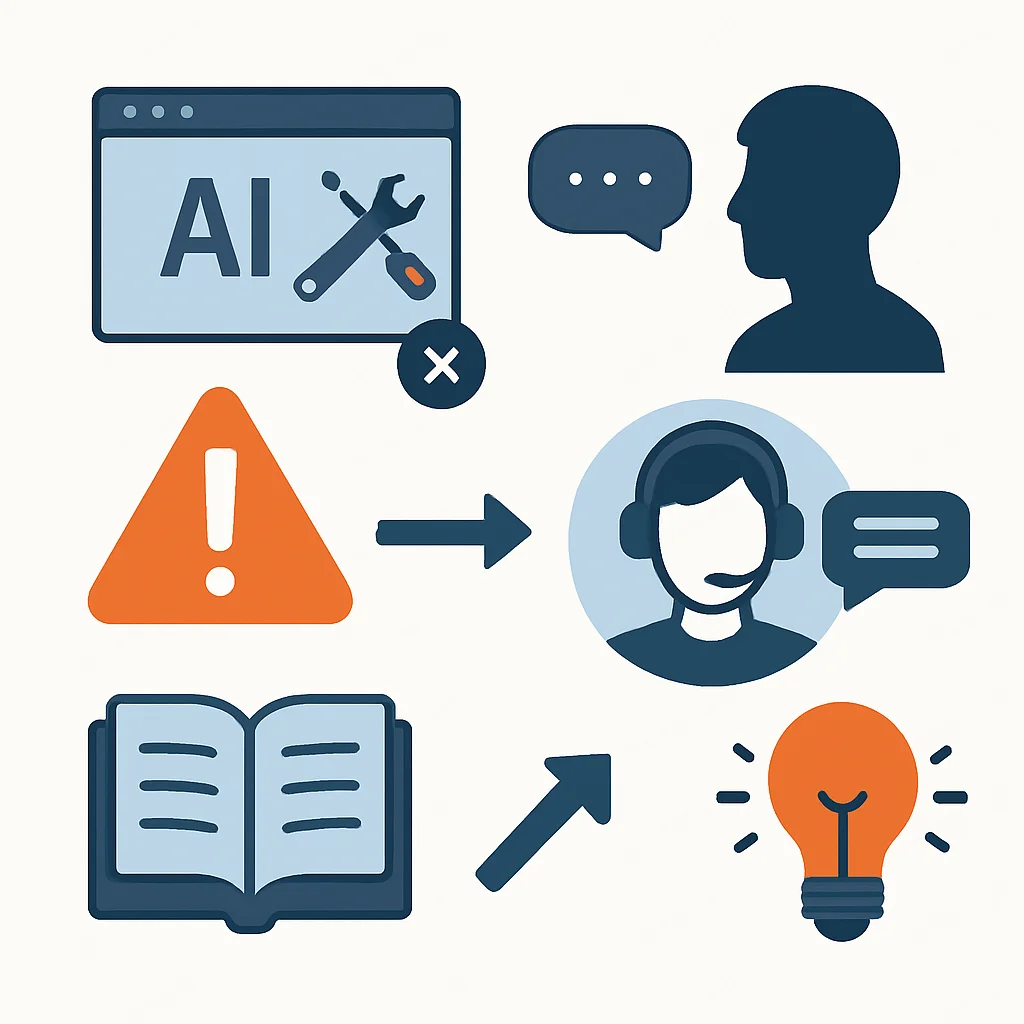 Infografía que muestra los errores comunes en el aprendizaje de idiomas con IA (dependencia excesiva, falta de interacción humana) y cómo superarlos.