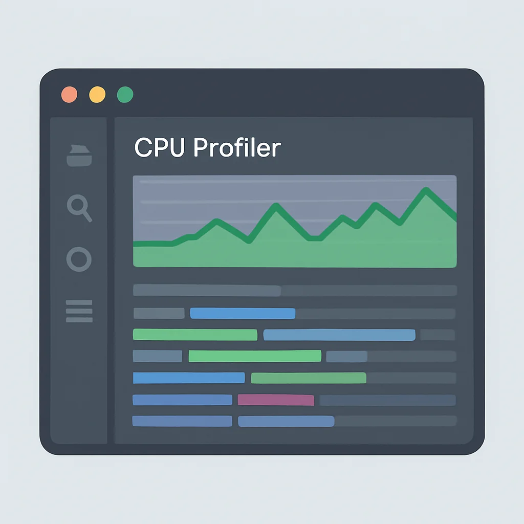 Captura de pantalla del Android Studio Profiler mostrando el gráfico de uso de CPU con trazas de métodos