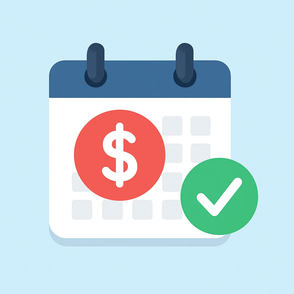 Calendario con un recordatorio para la revisión financiera anual, simbolizando el mantenimiento