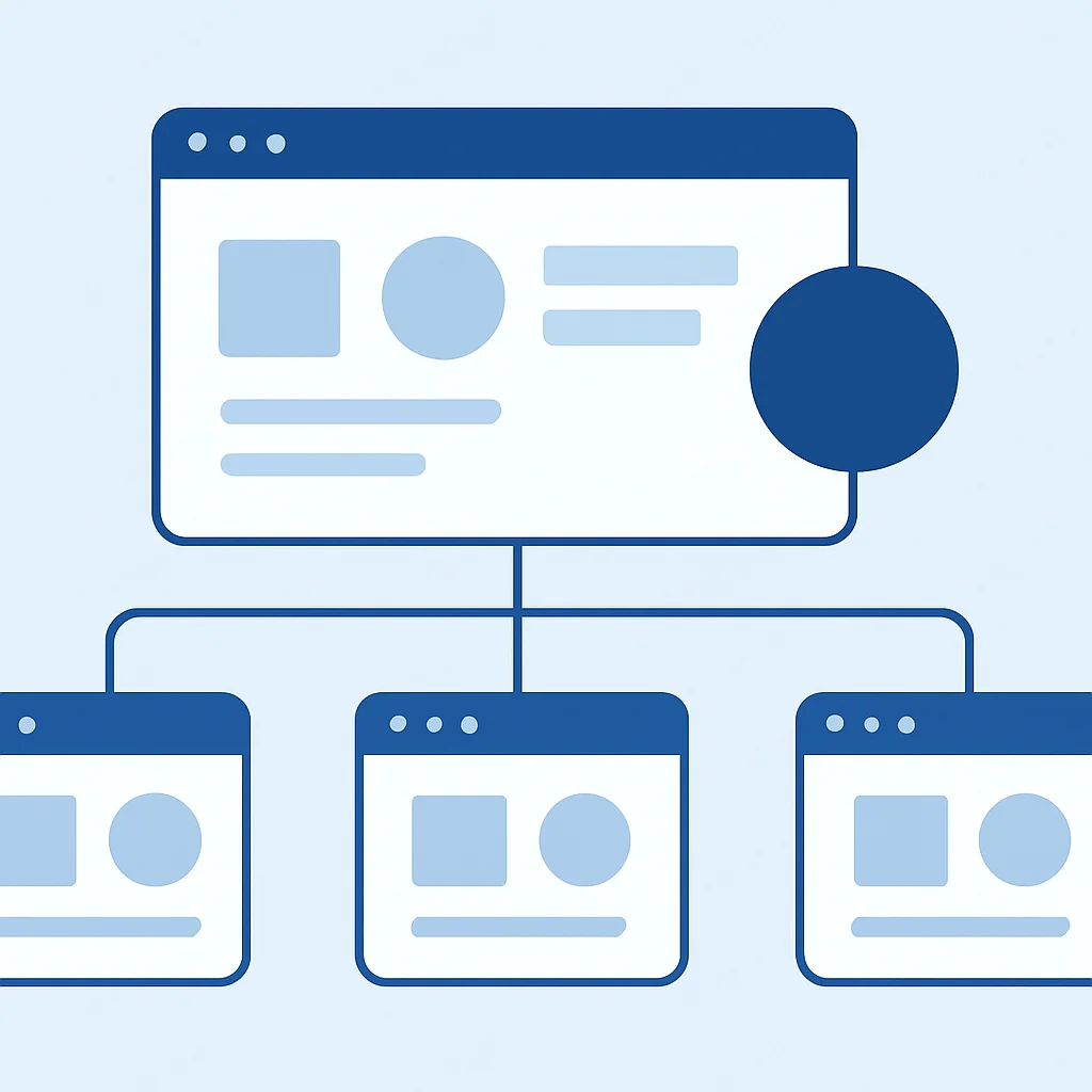Diagrama que ilustra un sistema de diseño compartido siendo consumido por múltiples micro-frontends