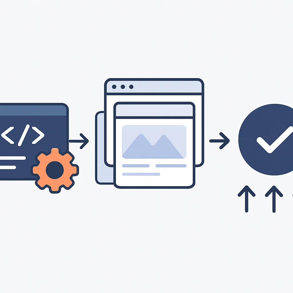 Diagrama que ilustra los beneficios del testing frontend automatizado en un pipeline de CI/CD