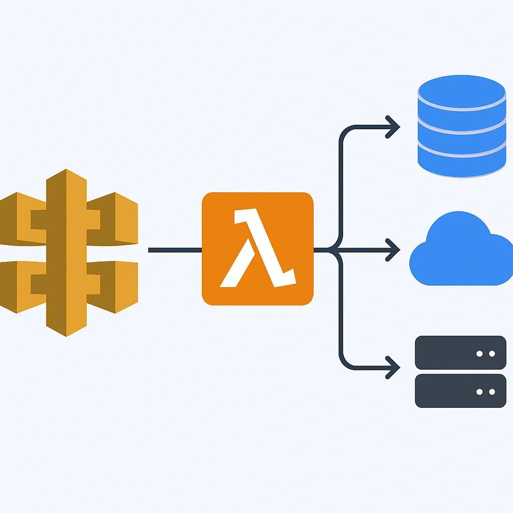 Diagrama de AWS API Gateway integrándose con Lambda y otros servicios backend