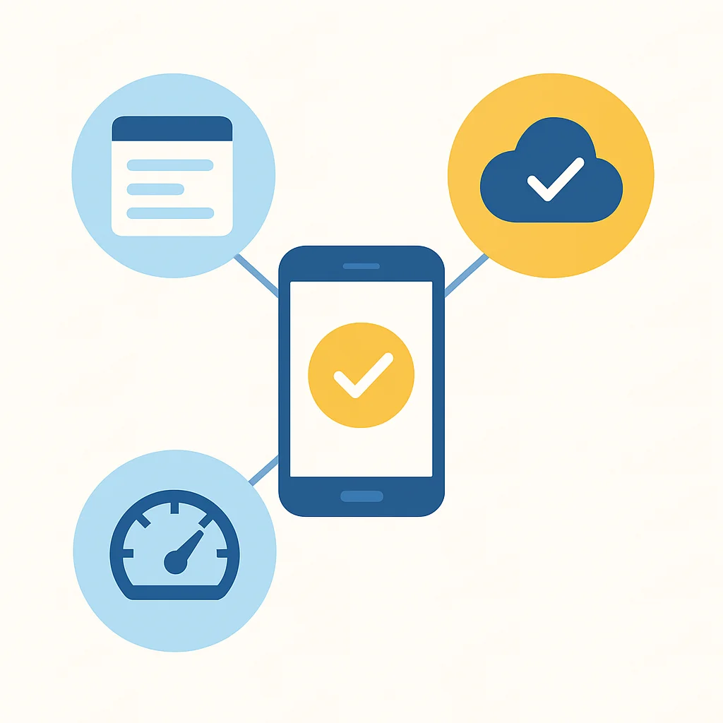 Diagrama de beneficios de aplicaciones offline-first: mejor UX, fiabilidad y rendimiento