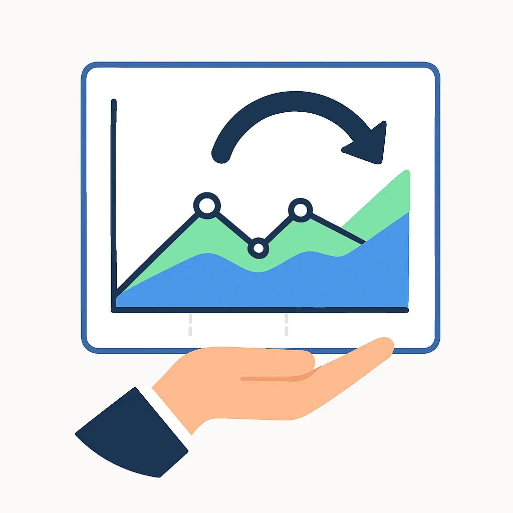 Gráfico financiero mostrando un portafolio siendo rebalanceado a lo largo del tiempo