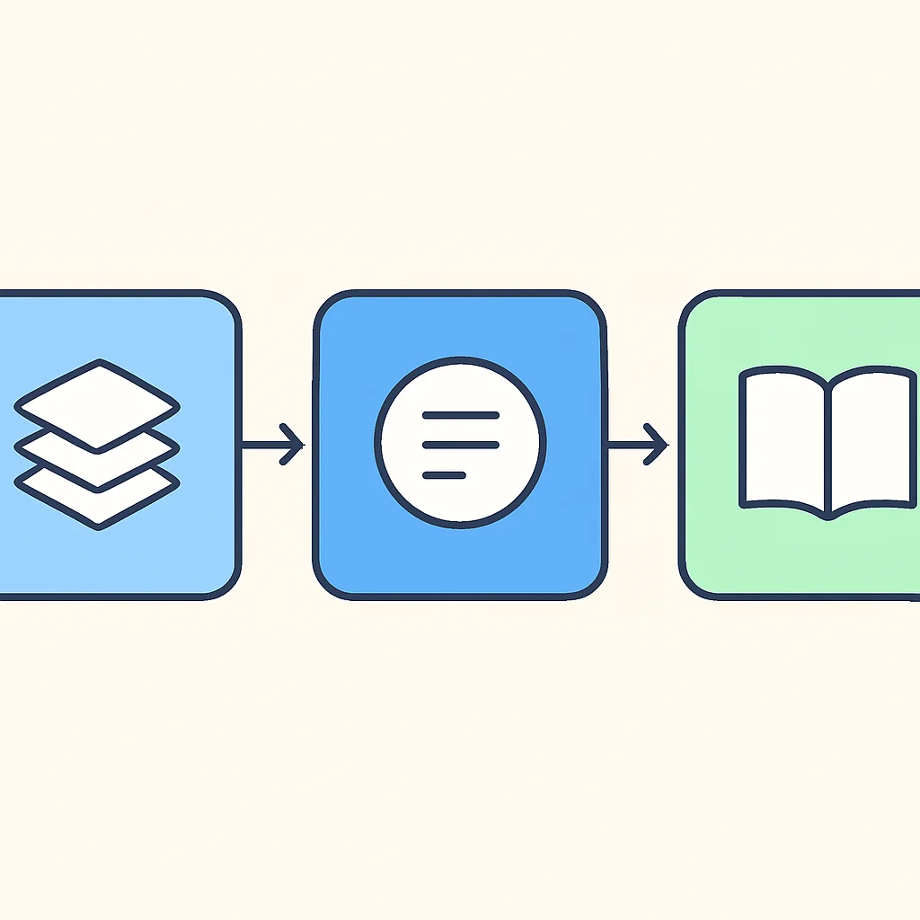 Diagrama de flujo mostrando los métodos de aprendizaje de idiomas: Apilamiento, Paralelo y Temático, con flechas de progresión