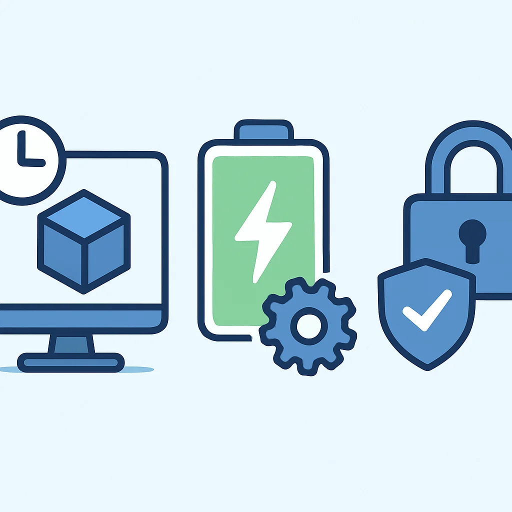 Infografía que muestra soluciones a desafíos de la computación espacial, como renderizado de baja latencia, tecnologías de batería eficientes y protocolos de privacidad de datos.