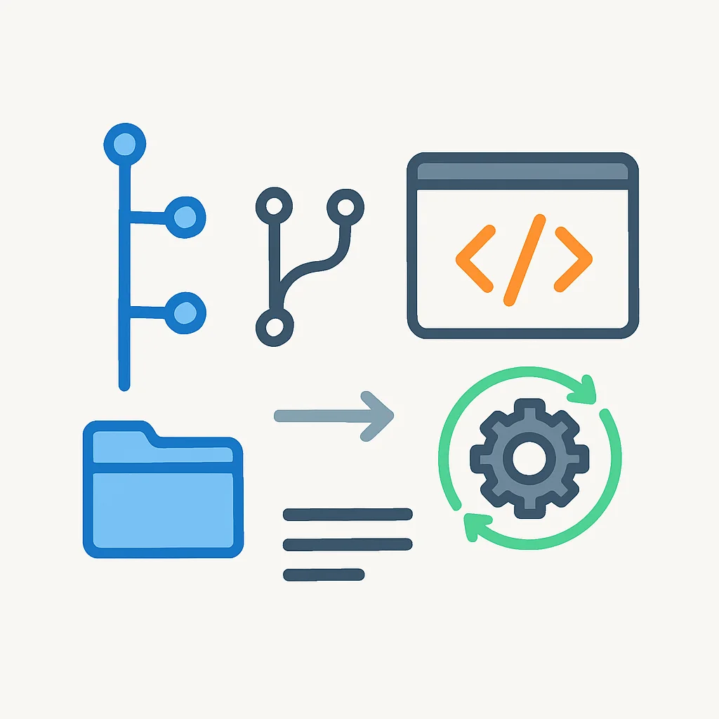 Infografía que muestra el flujo de Git con pull requests e integración CI/CD