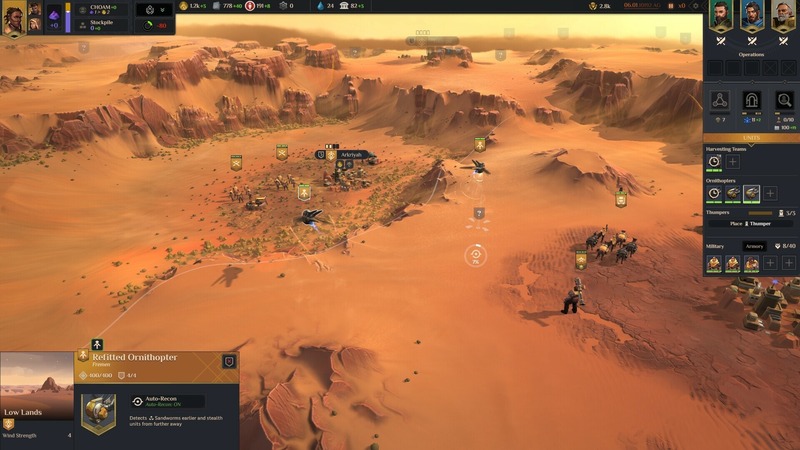 Unidades de Dune Spice Wars en el desierto