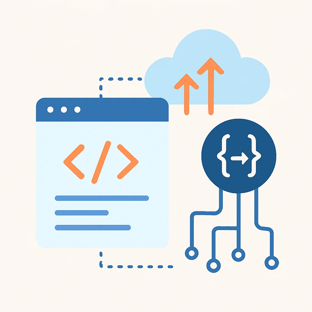 Ilustración abstracta del futuro del desarrollo web con edge computing y funciones serverless