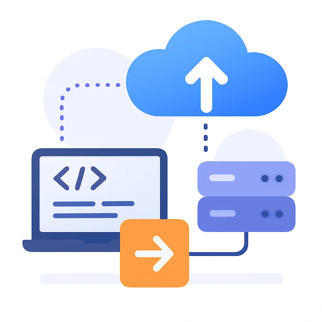 Ilustración abstracta del futuro de los entornos de desarrollo con portabilidad y integración en la nube