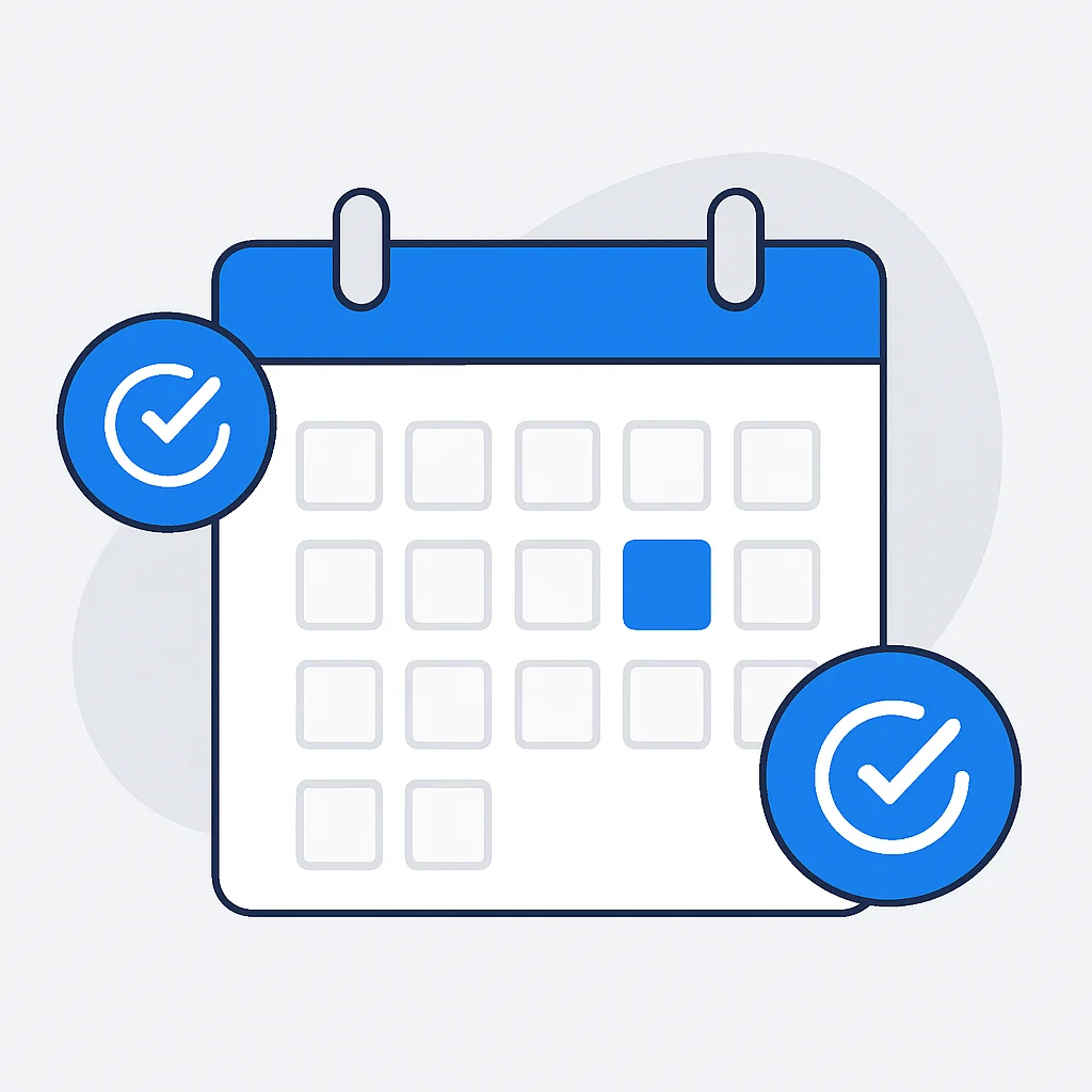 Calendario con iconos de recordatorio recurrentes para actualizar un portfolio