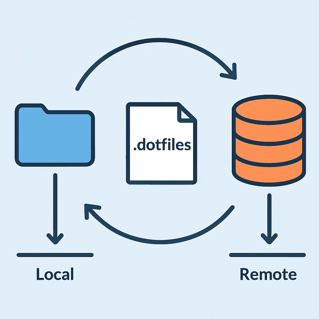 Estructura de repositorio Git para dotfiles con sincronización local y remota
