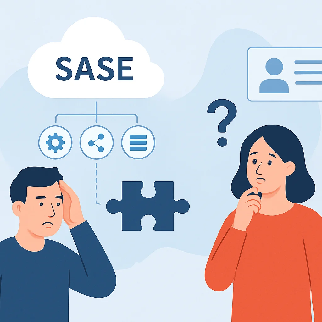 Desafíos en la adopción de SASE, mostrando complejidad de integración y brechas de habilidades