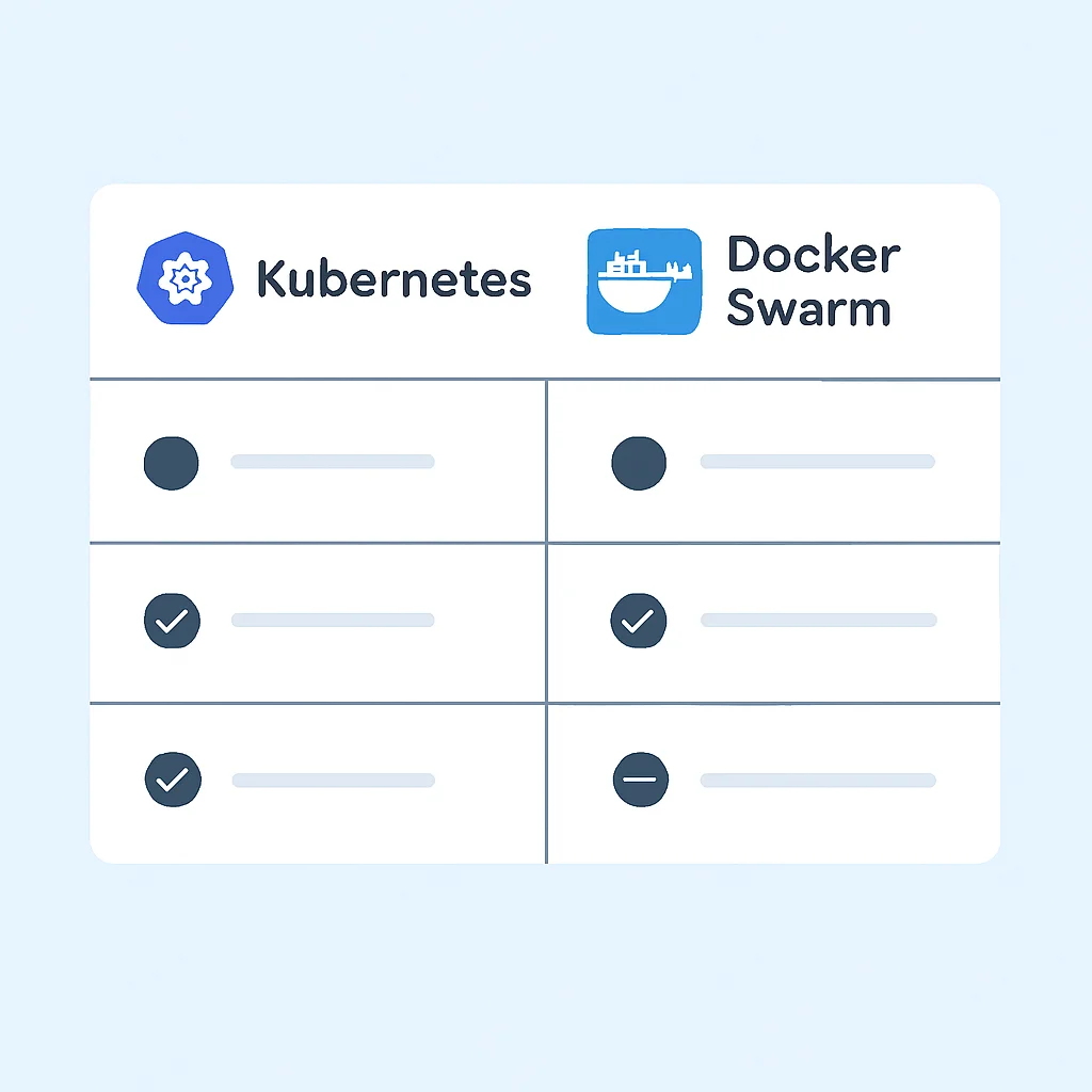 Tabla comparativa de características entre Kubernetes y Docker Swarm