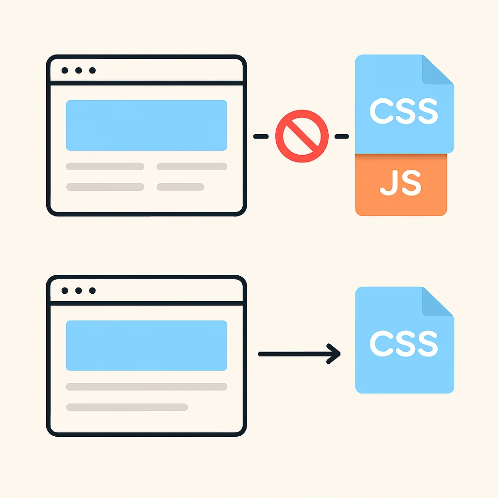 Diagrama de recursos que bloquean la renderización y cómo el CSS/JS crítico los mitiga