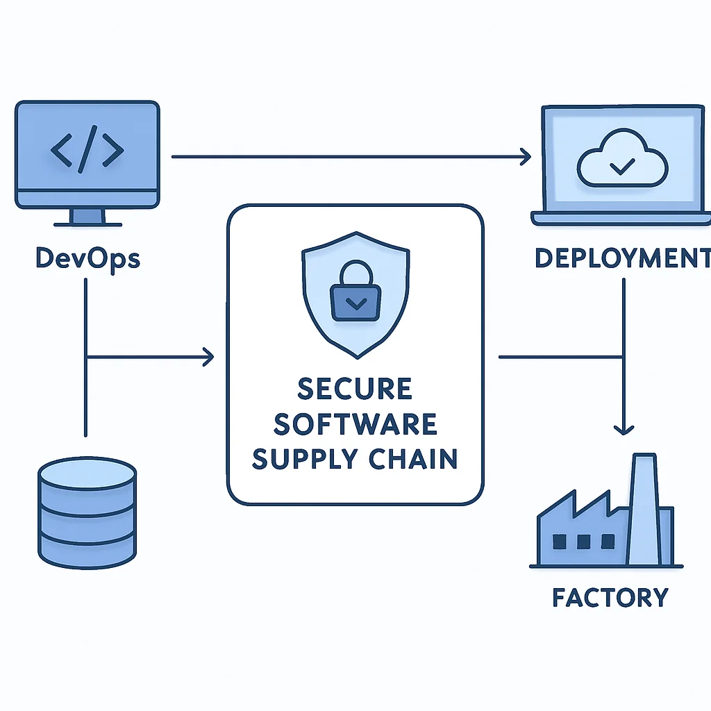 Diagrama que muestra la arquitectura mejorada de la cadena de suministro de software segura de TechCorp