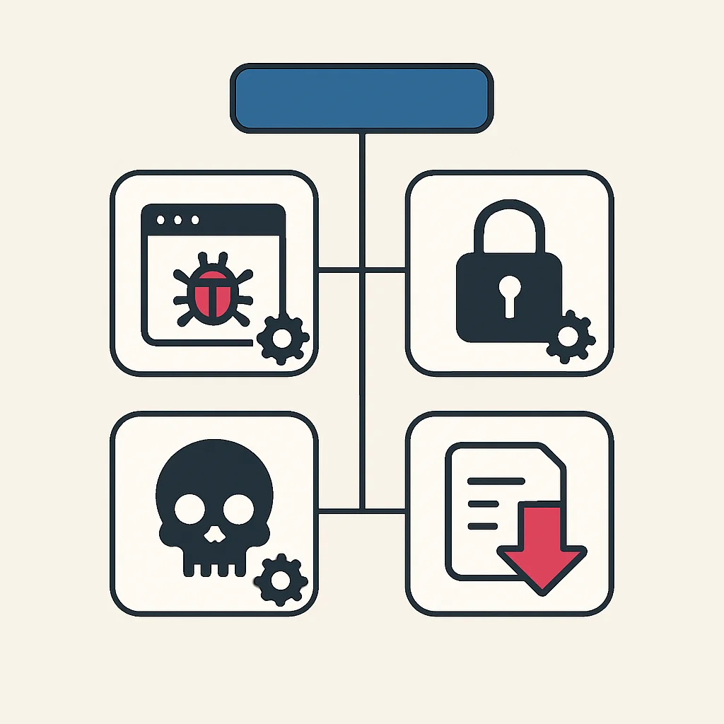 Infografía sobre los tipos comunes de ataques a la cadena de suministro de software