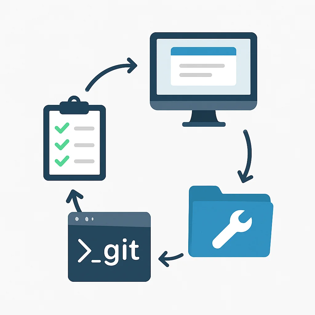 Diagrama de flujo del proceso de configuración de dotfiles en una nueva máquina con Git y Stow