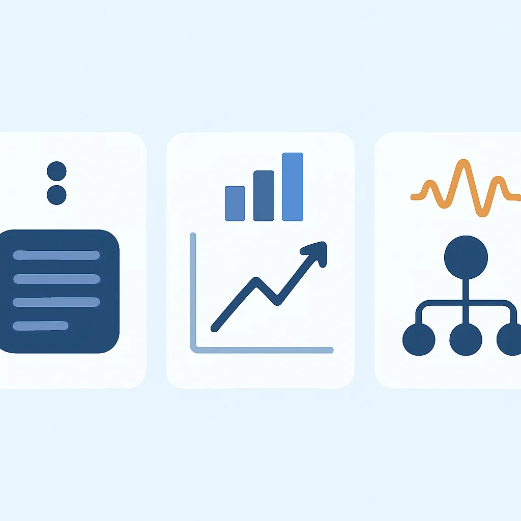 Infografía que ilustra logs, métricas y trazas como tipos de datos complementarios