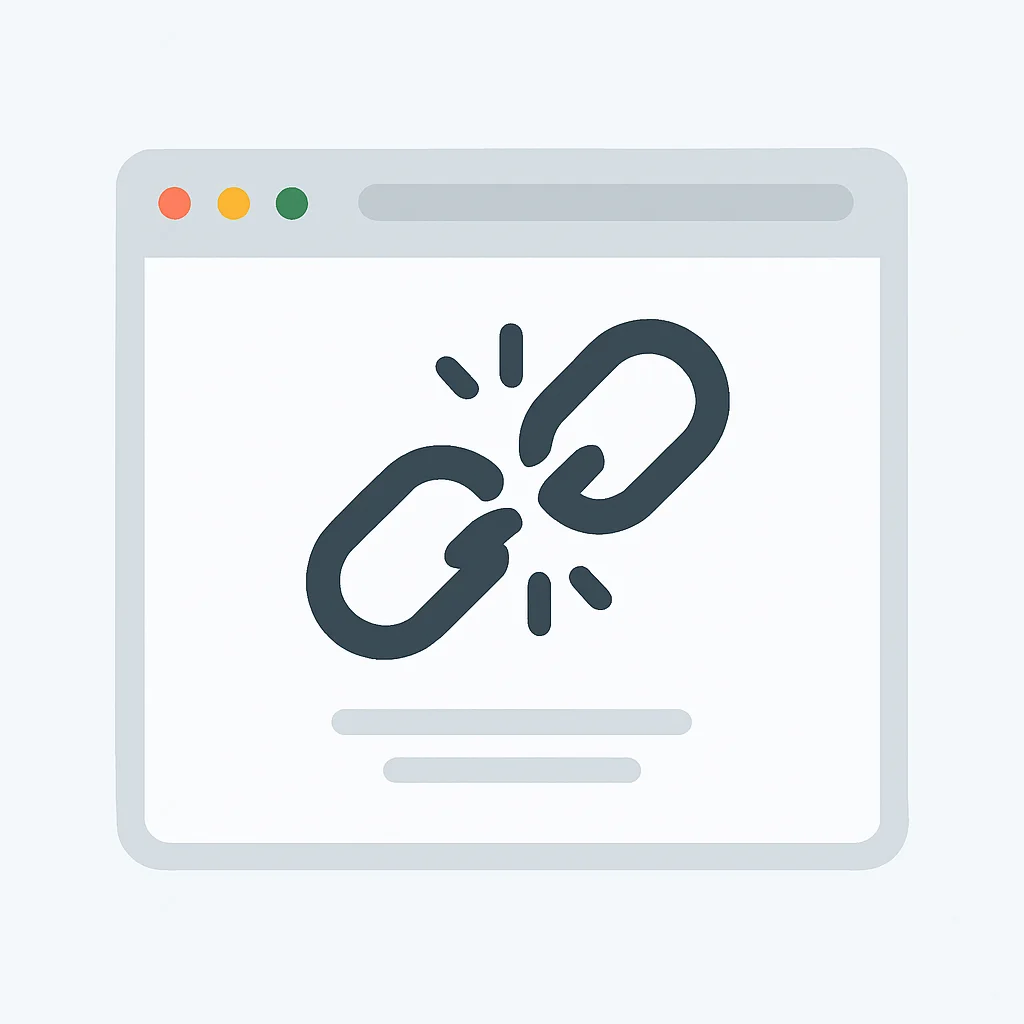 Captura de pantalla de un icono de enlace roto o un error 